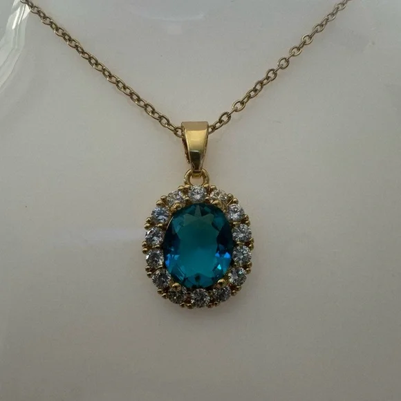 Ocean Blue Crystal Pendant Made with Authentic Swarovski Crystals - Picture 3 of 8